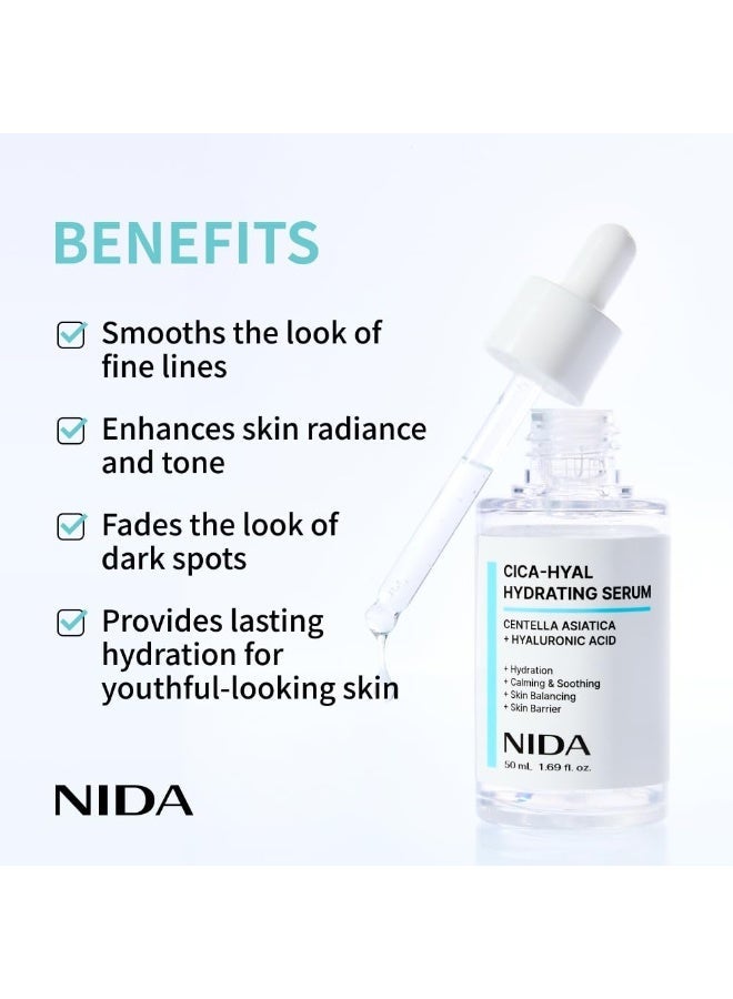 نيدا NIDA Centella Hydrating Serum | Centella Asiatica, Hyaluronic Acid | Hydration, Calming & Soothing, Skin Balancing, Skin Barrier | 1.69 fl. oz., 50ml (Updated) - Image 3